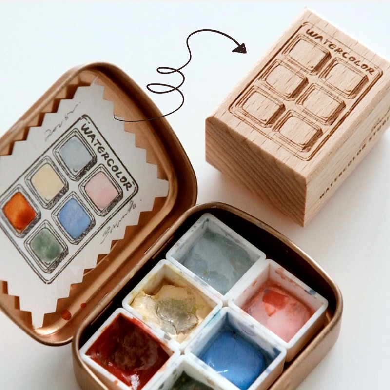 Tools Qa - 6 raster aquarel kleurenkaart houten stempel