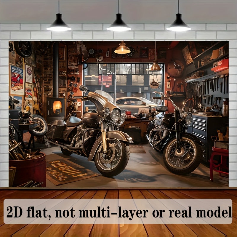 Workshop Tools Hanging - Motorgarage Wandtapijt Klassieke fietsen Werkplaatsgereedschap Man