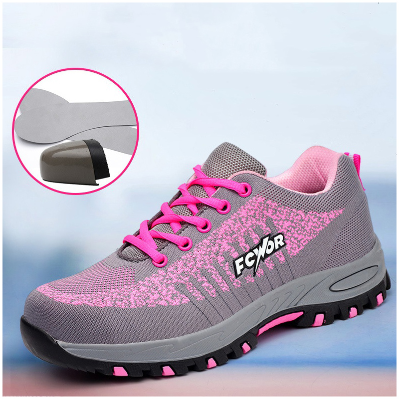 Tools Work - Damesmode roze veiligheidsschoenen ademende werkschoenen met